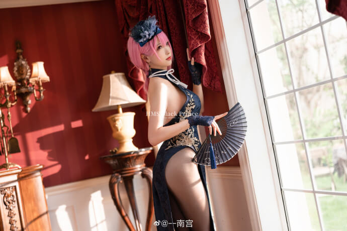 碧蓝航线黑太子旗袍cos 碧蓝航线黑太子换装「Fairmaid·Spring」