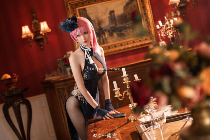 碧蓝航线黑太子旗袍cos 碧蓝航线黑太子换装「Fairmaid·Spring」