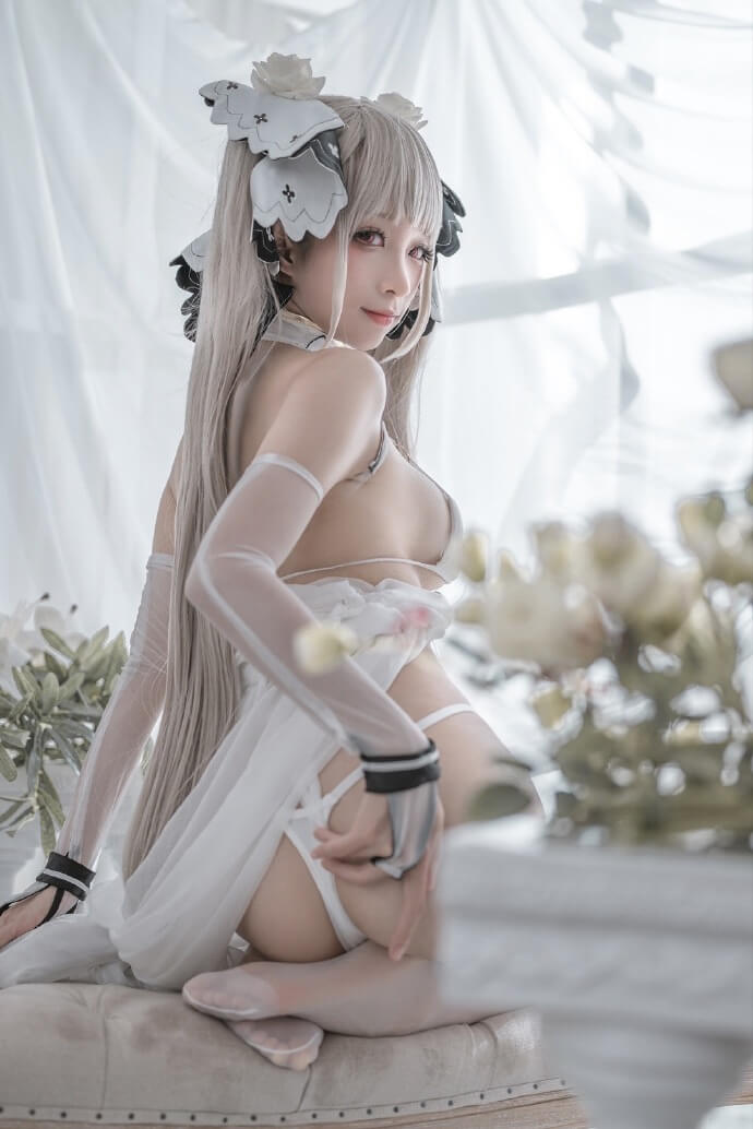 碧蓝航线可畏婚纱cos,惊艳绝美性感迷人|cn蠢沫沫