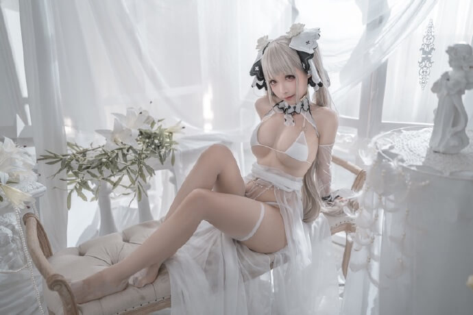碧蓝航线可畏婚纱cos,惊艳绝美性感迷人|cn蠢沫沫