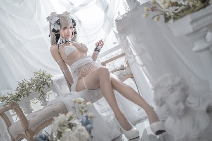 碧蓝航线可畏婚纱cos,惊艳绝美性感迷人|cn蠢沫沫