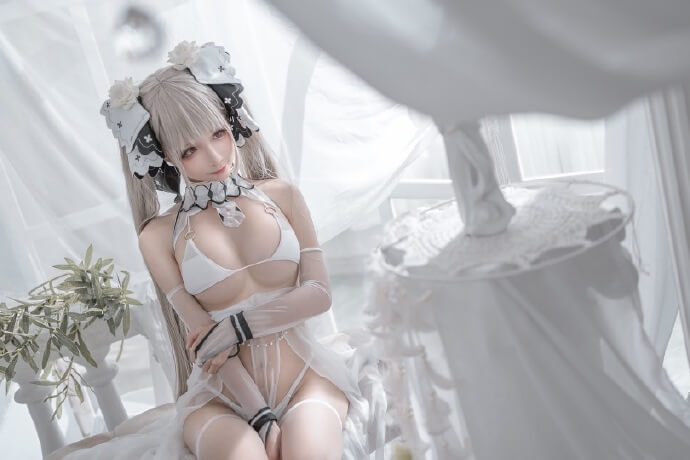 碧蓝航线可畏婚纱cos,惊艳绝美性感迷人|cn蠢沫沫