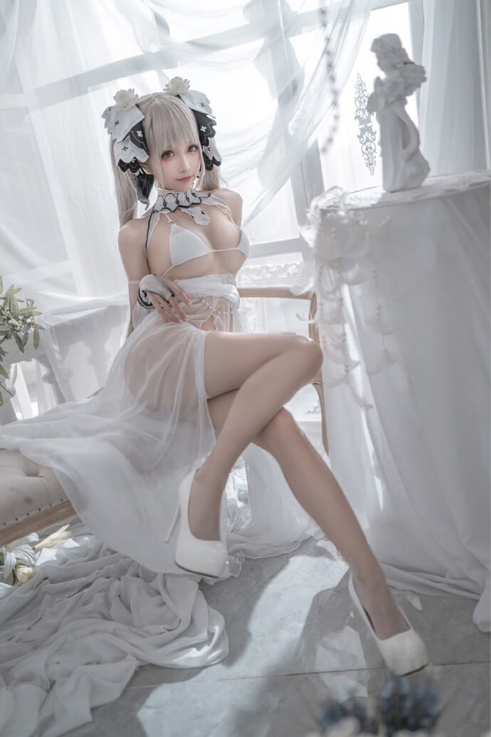 碧蓝航线可畏婚纱cos,惊艳绝美性感迷人|cn蠢沫沫