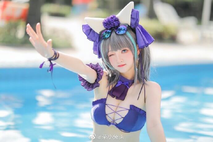 碧蓝航线柴郡泳装cos,柴郡泳装Dating Summer！