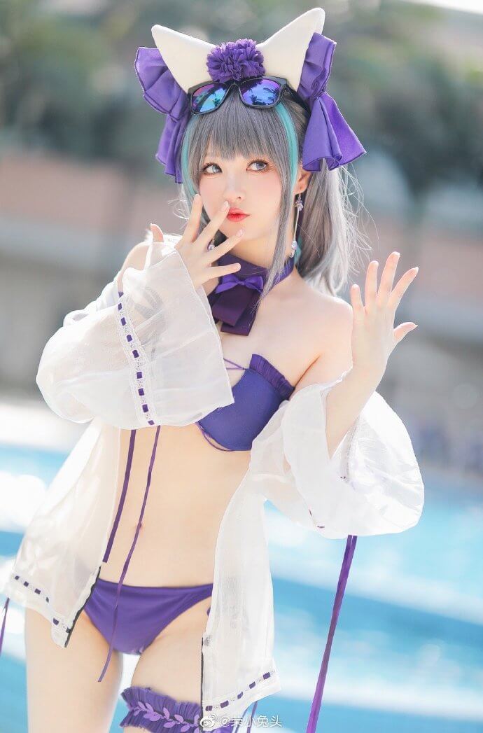碧蓝航线柴郡泳装cos,柴郡泳装Dating Summer！