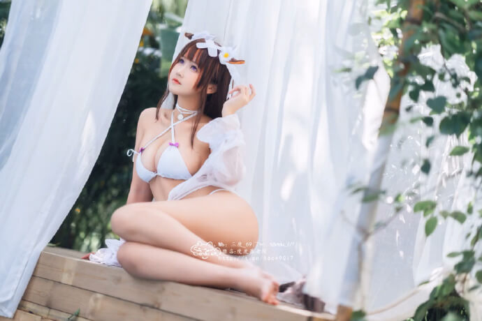 《碧蓝航线》樫野泳装cos|泳装皮肤温泉的放松时间|cn三度_69