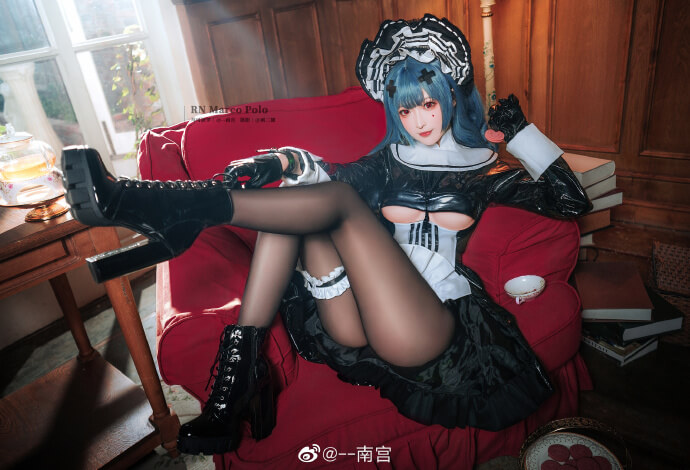 《碧蓝航线》马可波罗黑丝大长腿女仆cos|cn--南宫