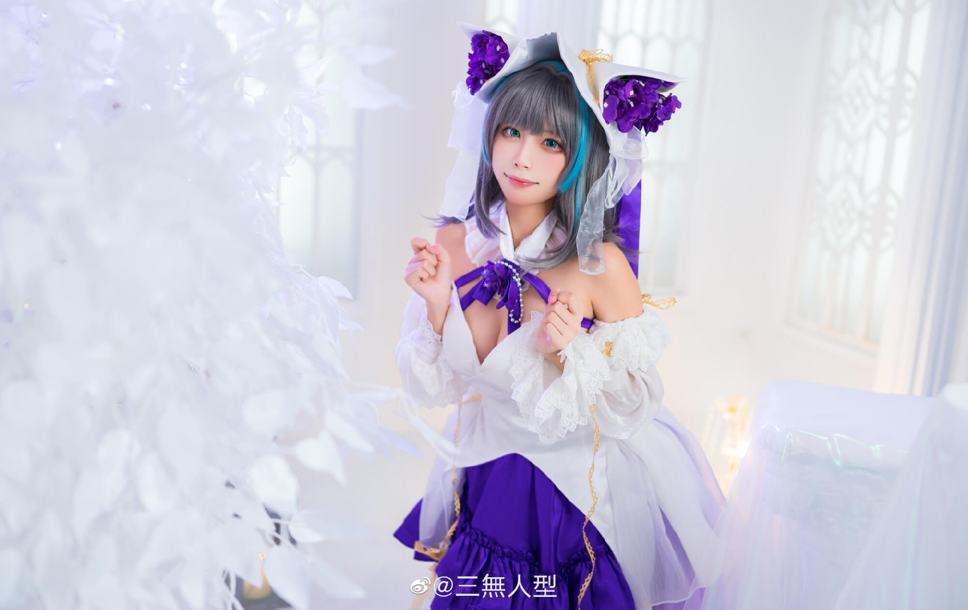 《碧蓝航线》柴郡换装「冰雪公主」cosplay