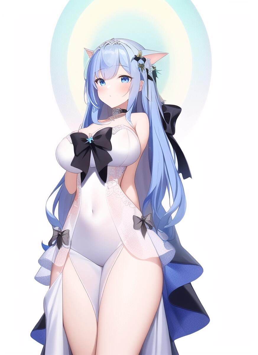 二次元美图：ai作画蓝色头发美少女