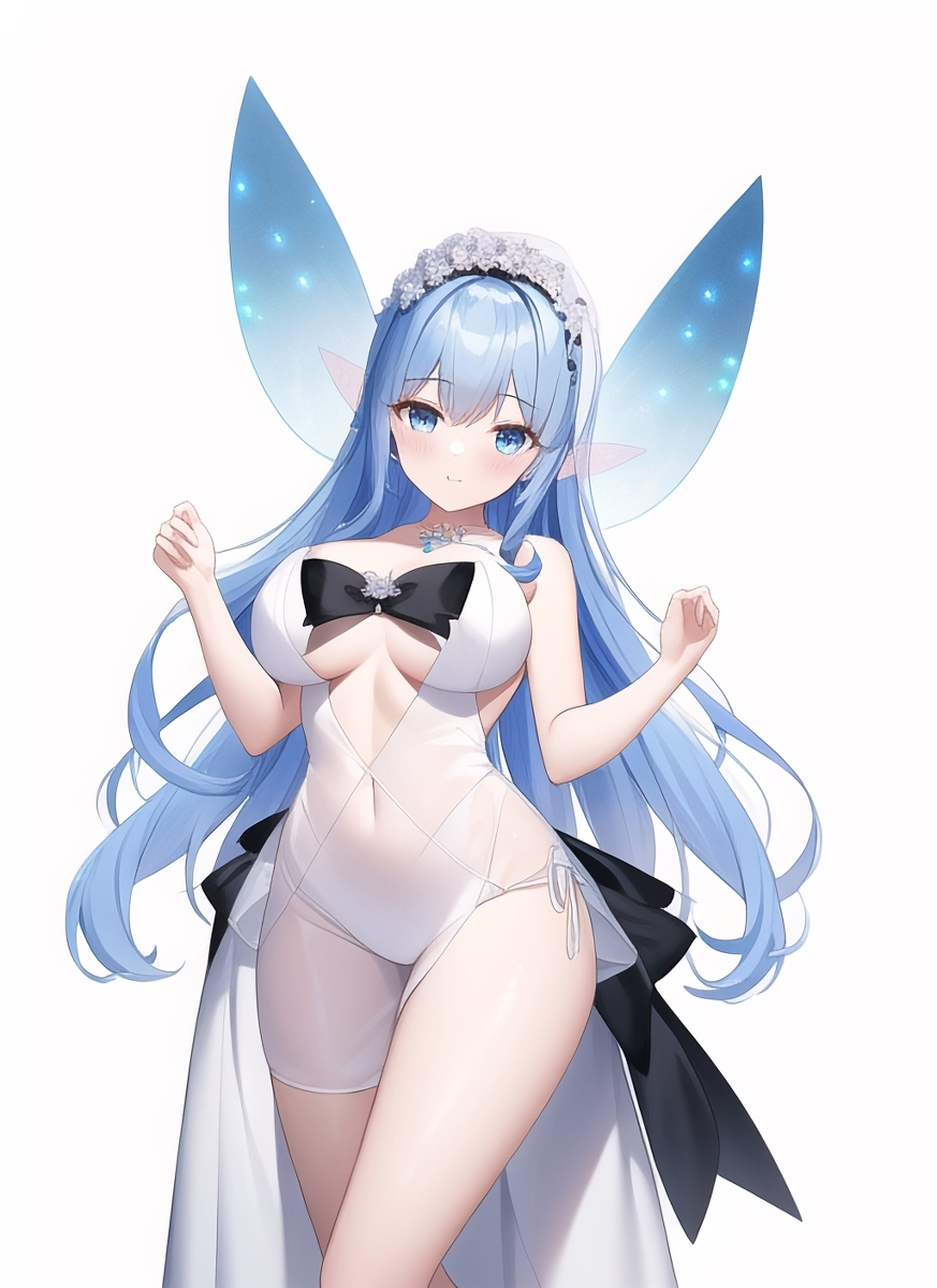 二次元美图：ai作画蓝色头发美少女