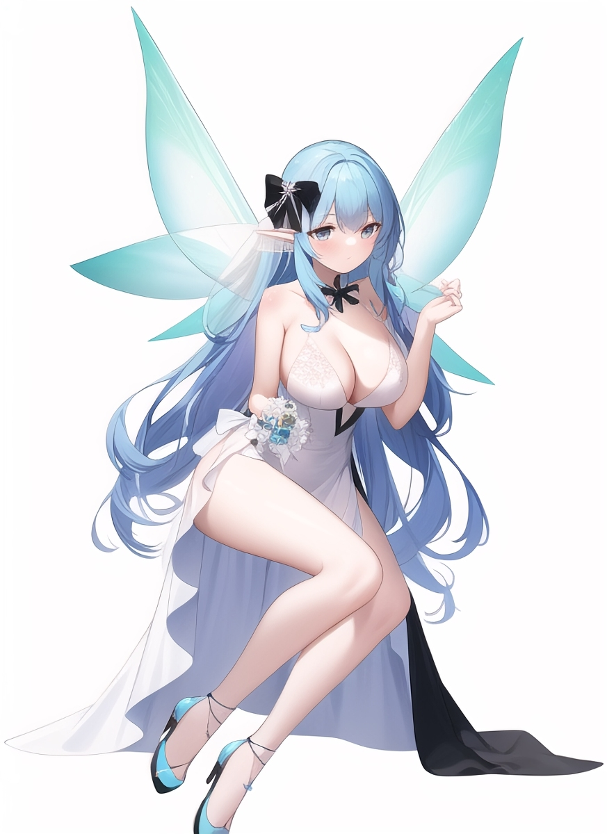 二次元美图：ai作画蓝色头发美少女