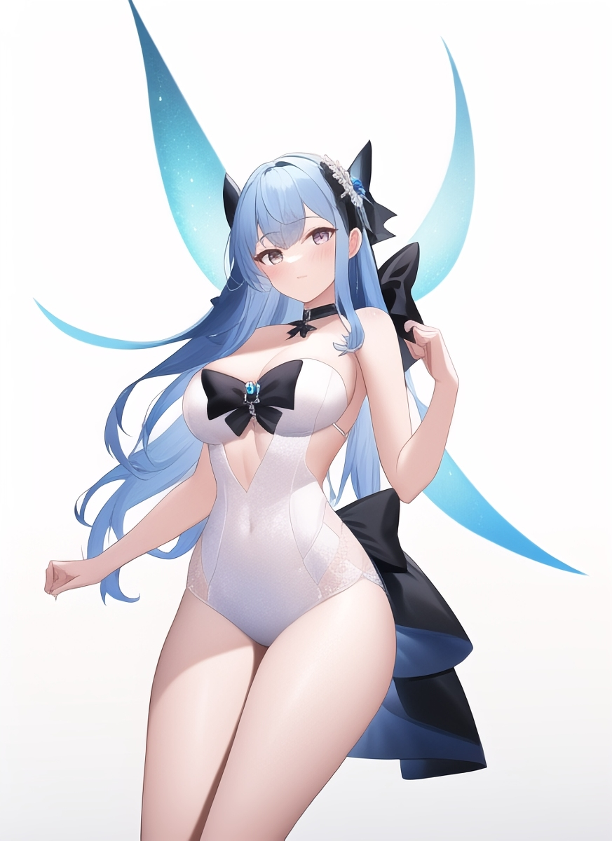 二次元美图：ai作画蓝色头发美少女