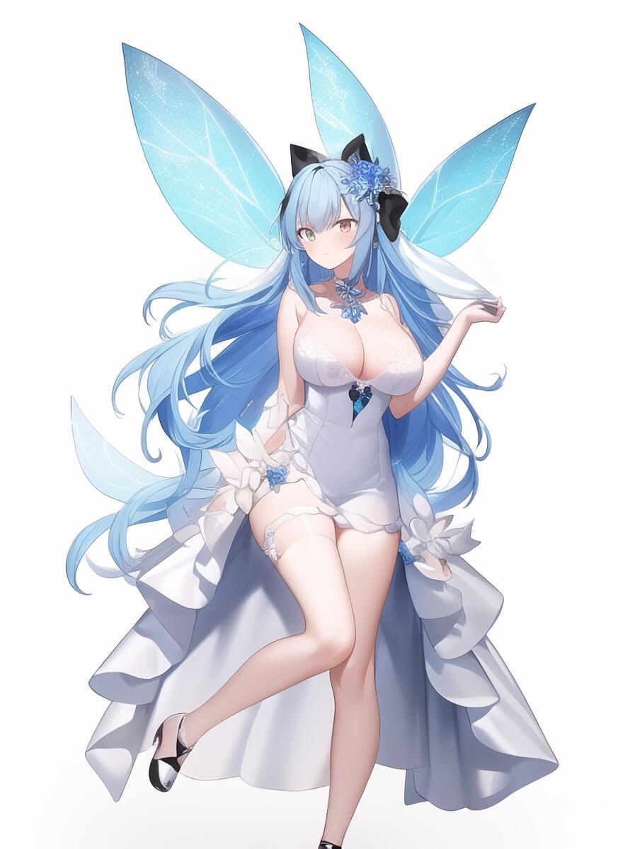 二次元美图：ai作画蓝色头发美少女