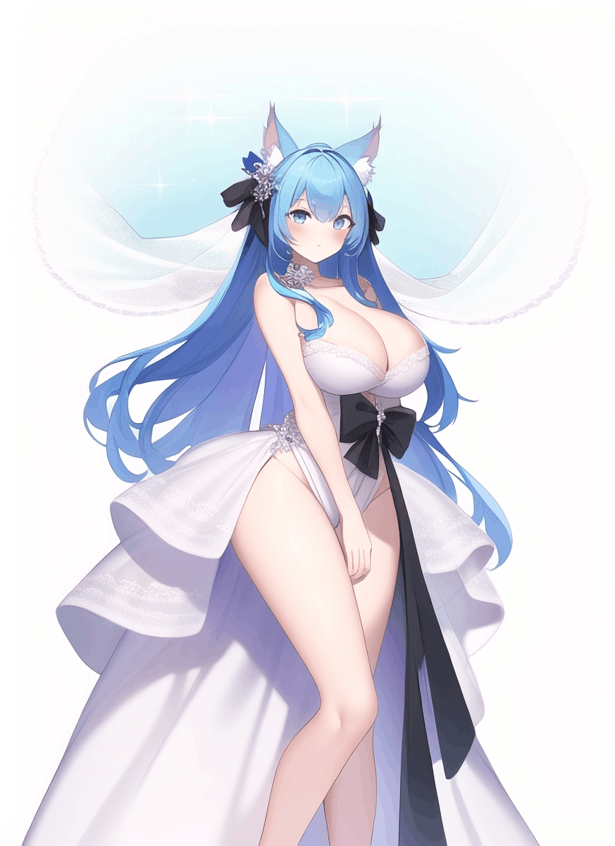 二次元美图：ai作画蓝色头发美少女
