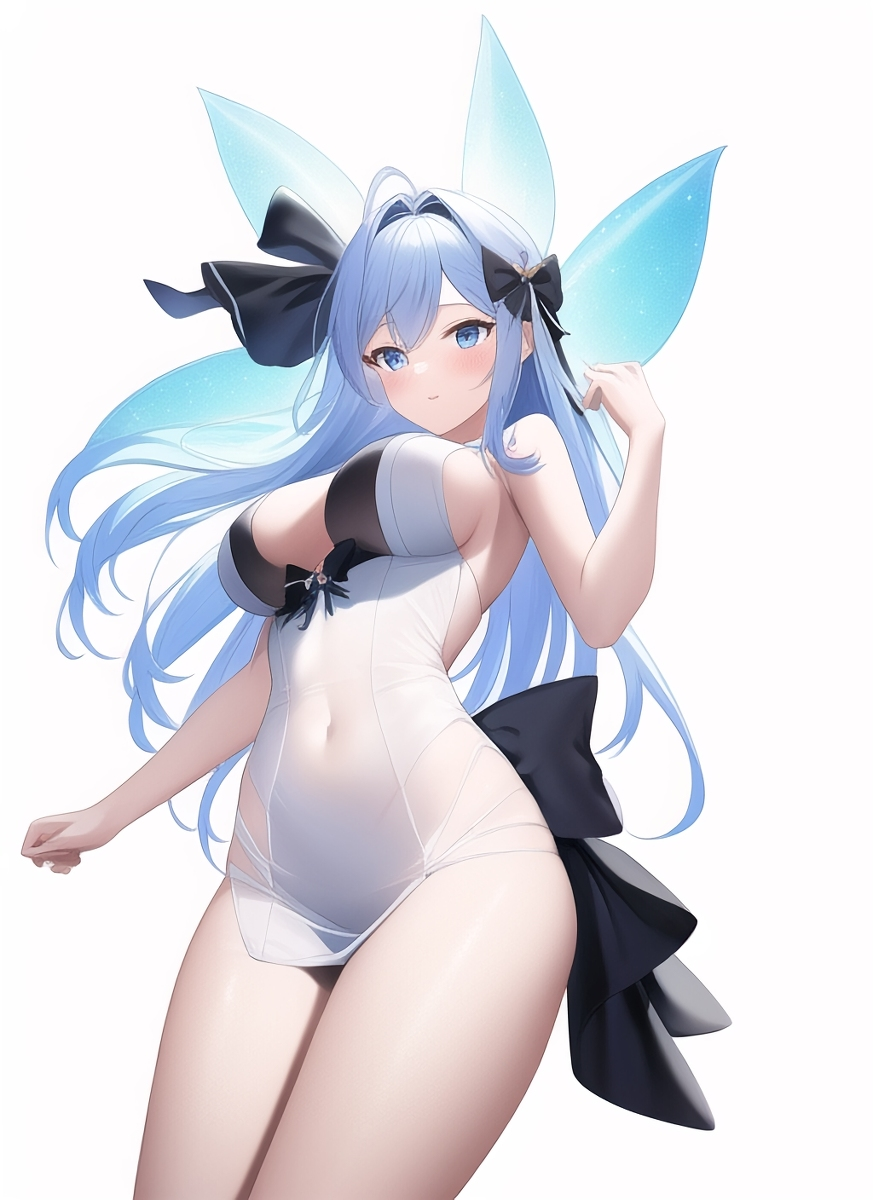 二次元美图：ai作画蓝色头发美少女