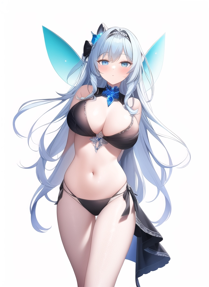 二次元美图：ai作画蓝色头发美少女
