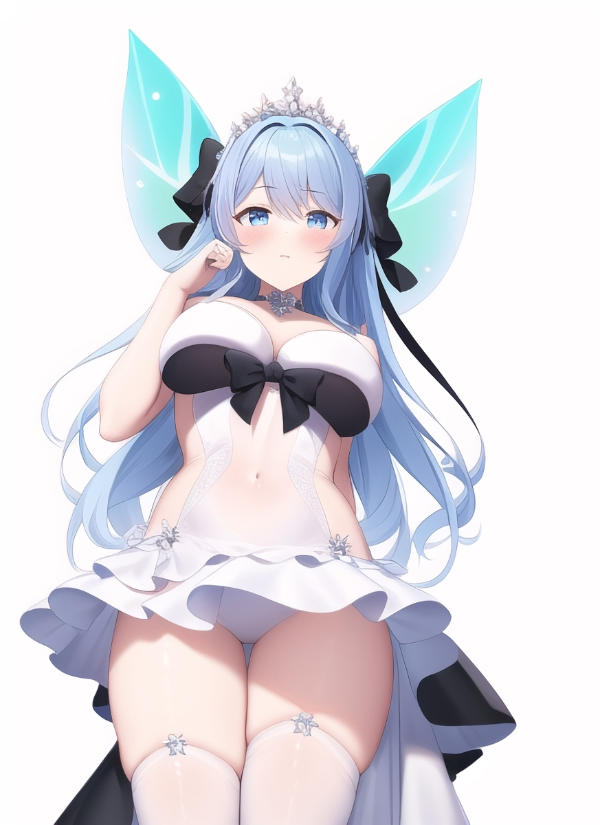 二次元美图：ai作画蓝色头发美少女