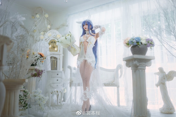 游戏《碧蓝航线》花园婚纱花嫁cos-白雪之仪
