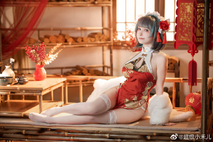 碧蓝航线 柴郡过场图旗袍cos coser超级小禾儿