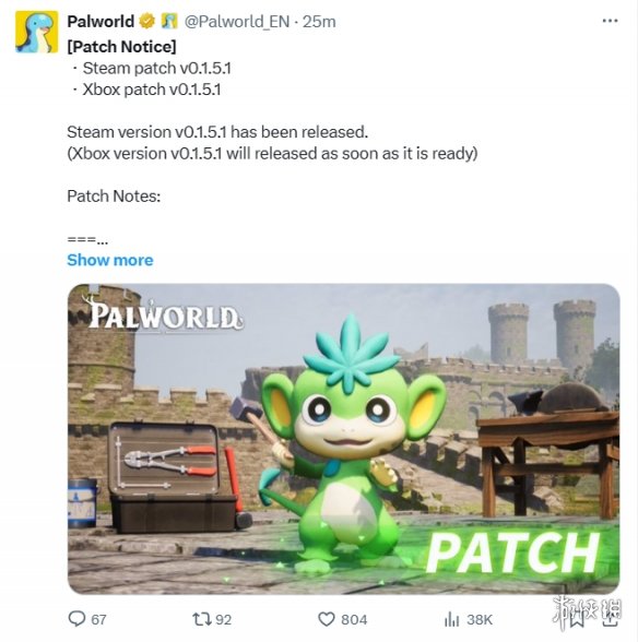 游戏《幻兽帕鲁》Steam版 v0.1.5.1现已更新!修复多个问题